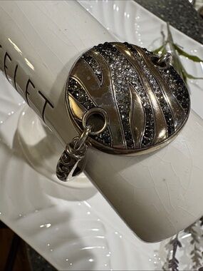 Brighton Silver-Tone Ziggy Scrollwork  Bracelet with crystals